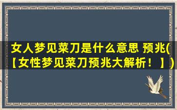 女人梦见菜刀是什么意思 预兆(【女性梦见菜刀预兆大解析！】)